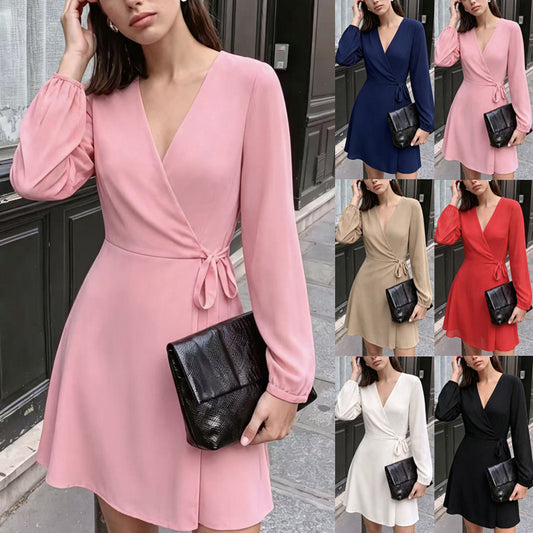 Women's Wrap Long-sleeved Bubble Sleeve Banquet Skirts