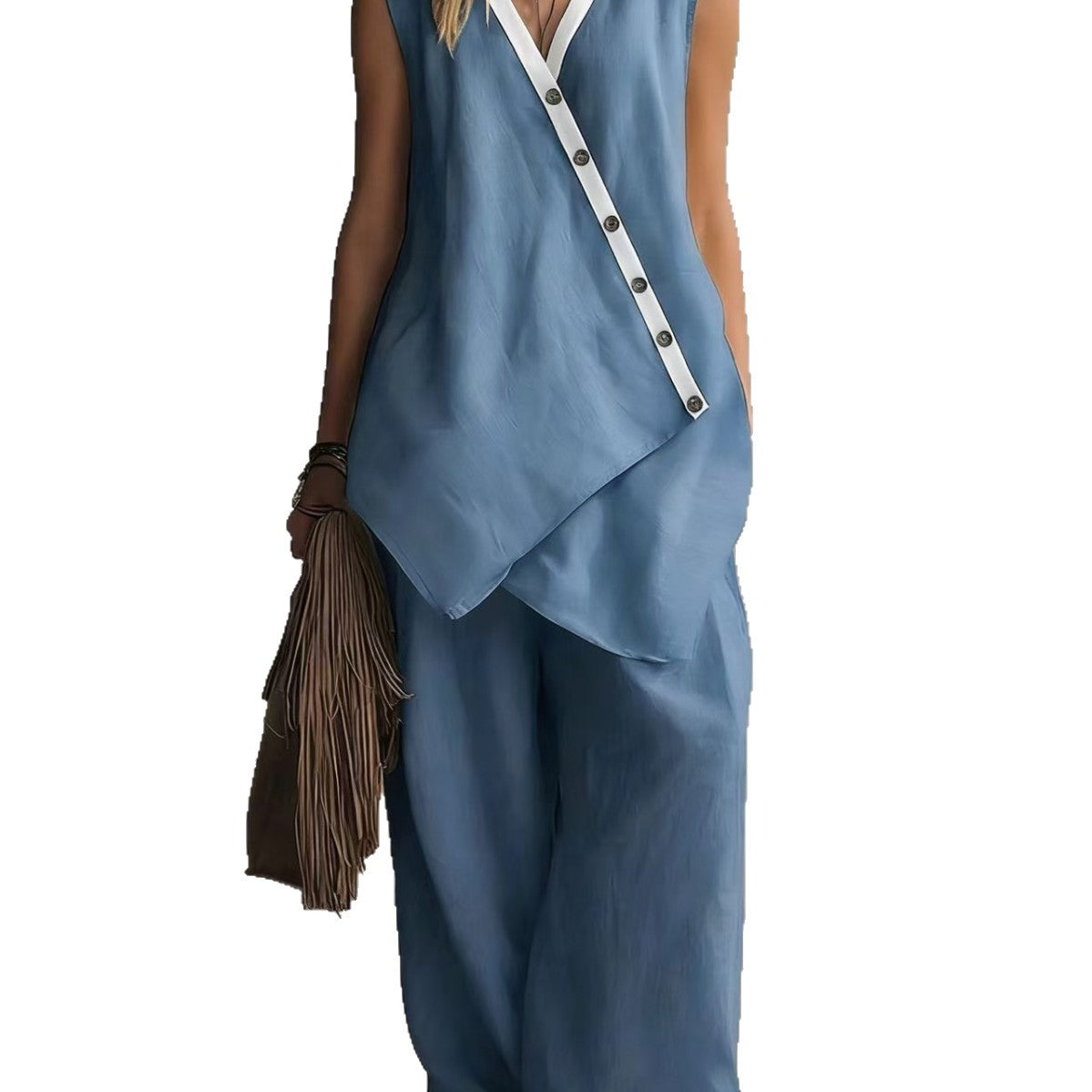 Popular Bohemian Irregular Button Wide Leg Suits