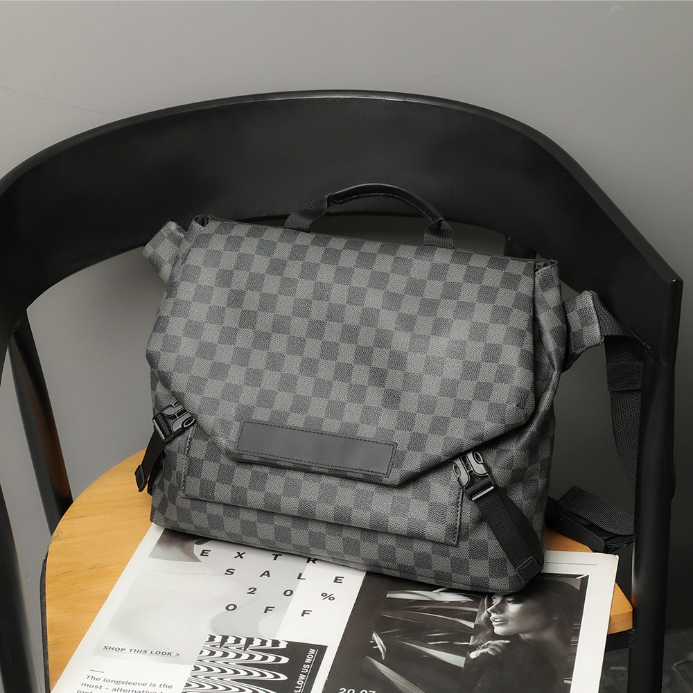 Men's Trendy Plaid Green Riding Computer Fashion Bags