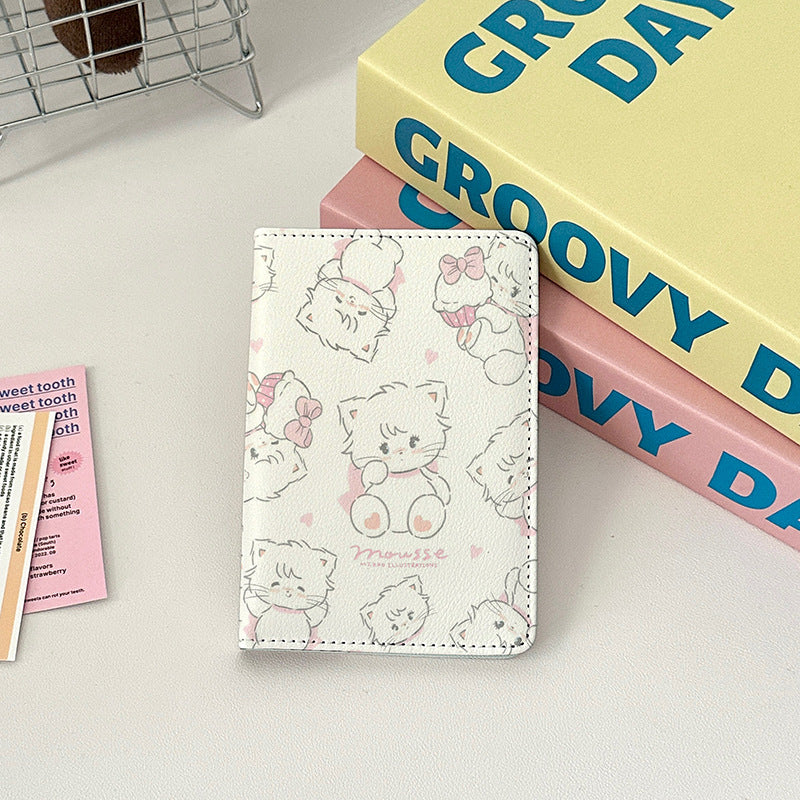 Cute Leather Overseas Passport Cover Storage Card Holder