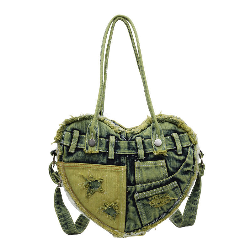 Women's Heart Vintage Distressed Underarm Design Bags