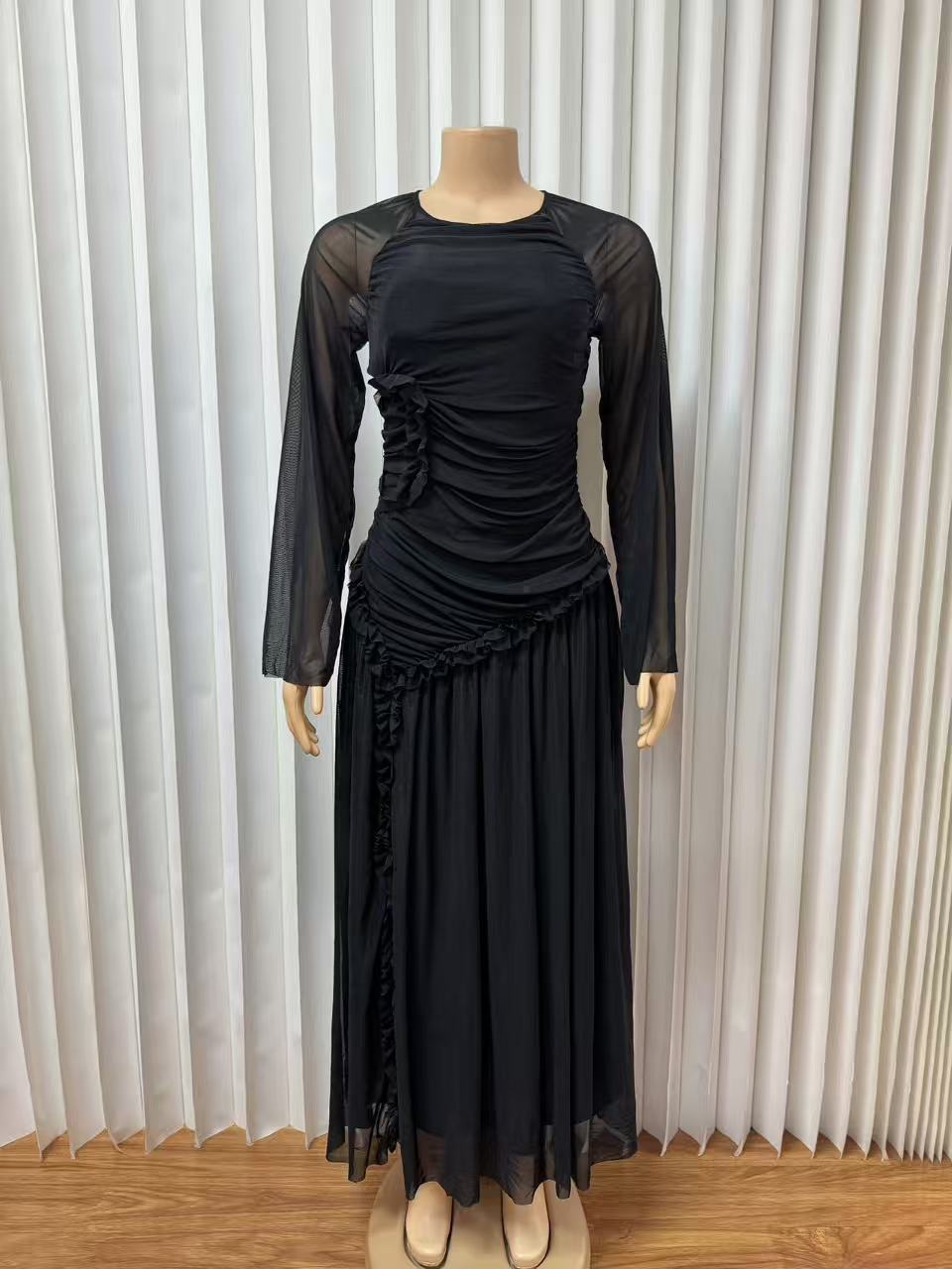 Women's African Long Sleeve Elegant Dress Round Dresses