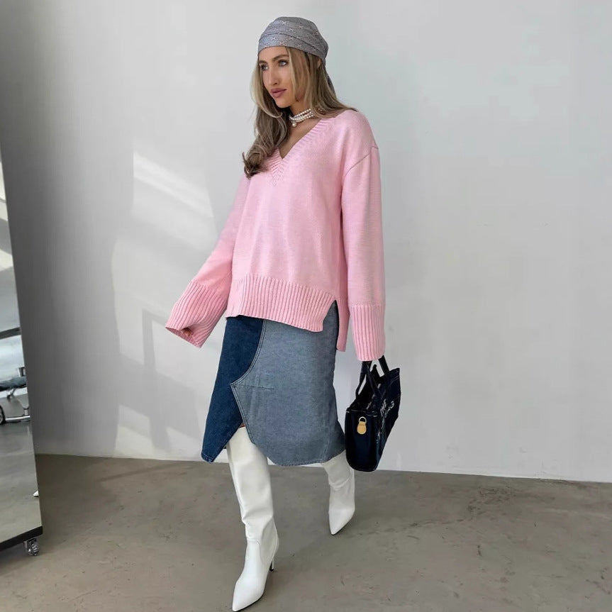Women's Solid Color Pullover Idle Style Casual Sweaters