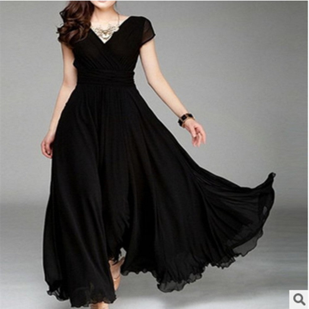 Sleeve Bohemian Chiffon Waist Dress Gown Dresses