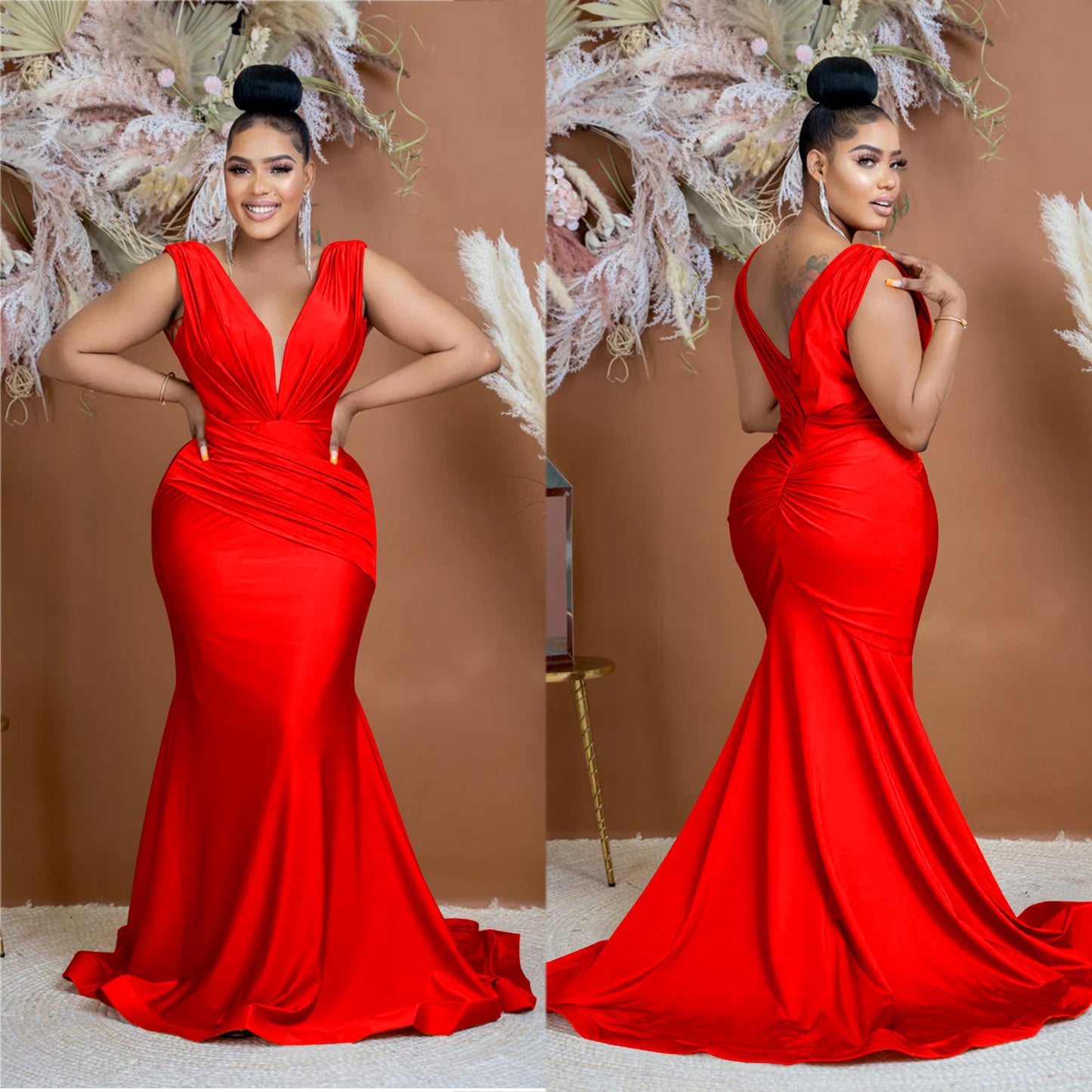 Women's Fashion Wear Solid Color Sleeveless Pleated Dresses