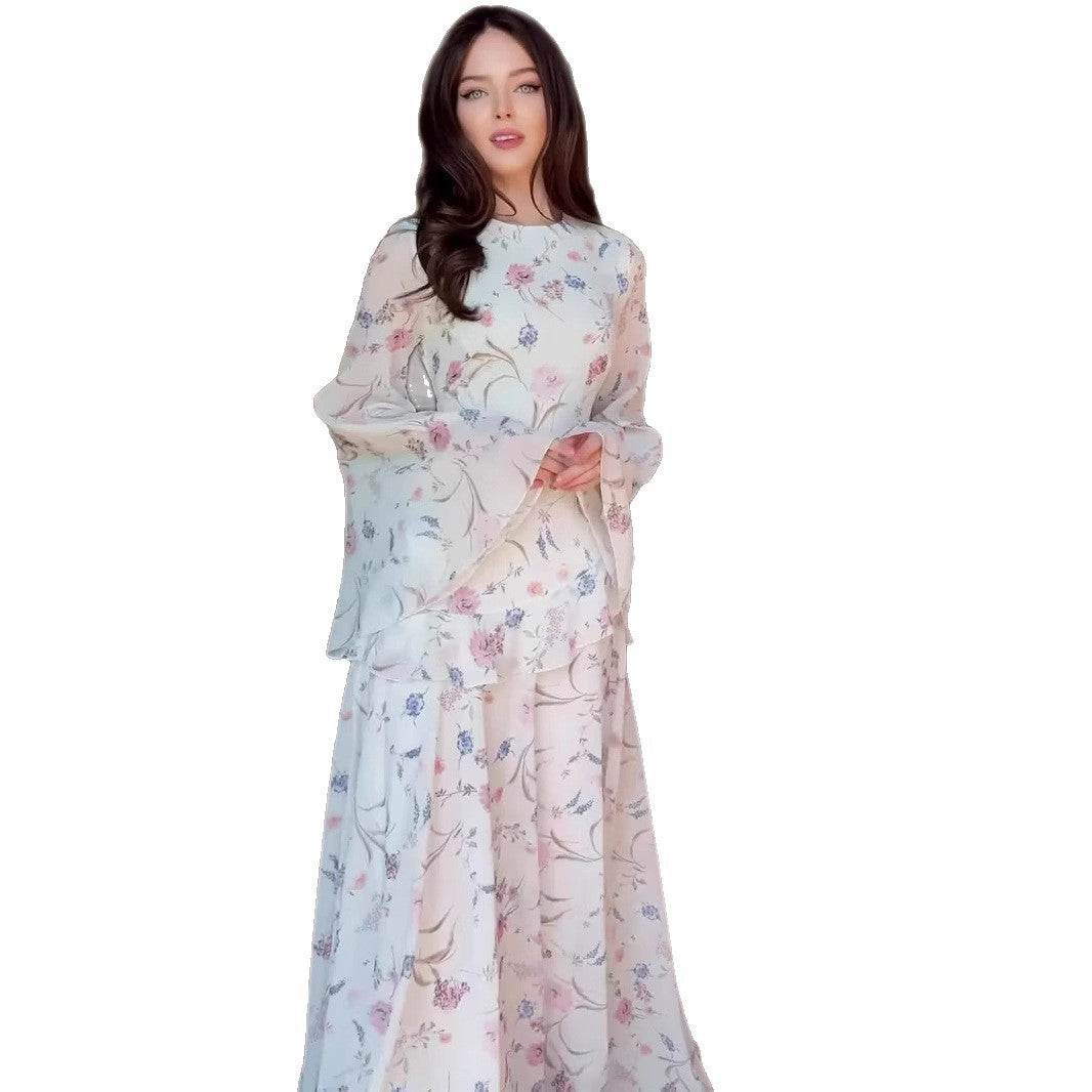 Women's Spring Floral Fresh Soft Temperament Long Dresses