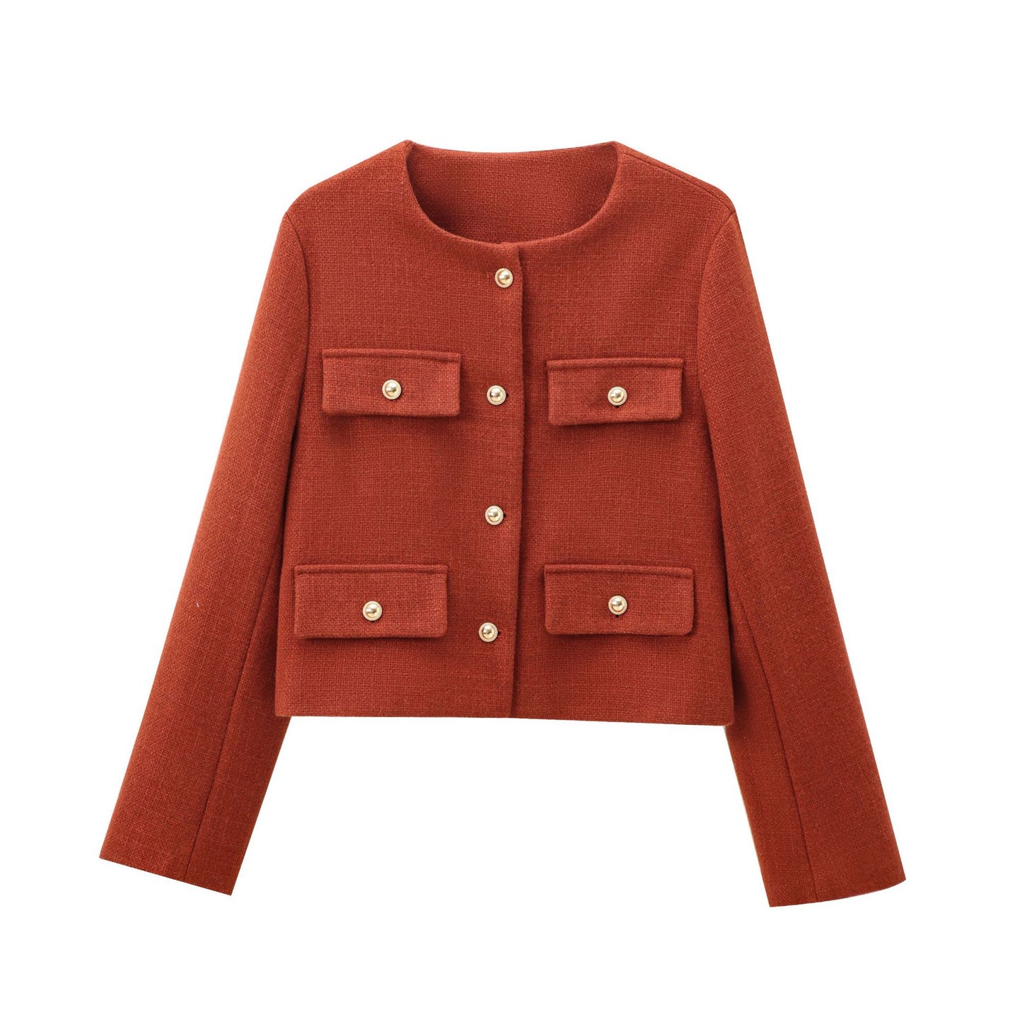 Women's Round Neck Temperament Leisure Classic Style Coats