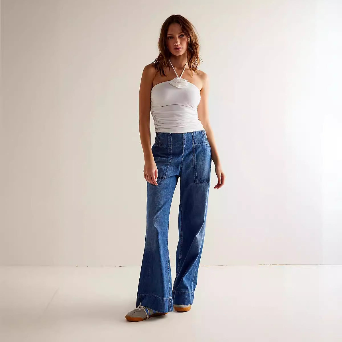 Women's Fashionable Personalized Low Waist Denim Trousers Loose Jeans