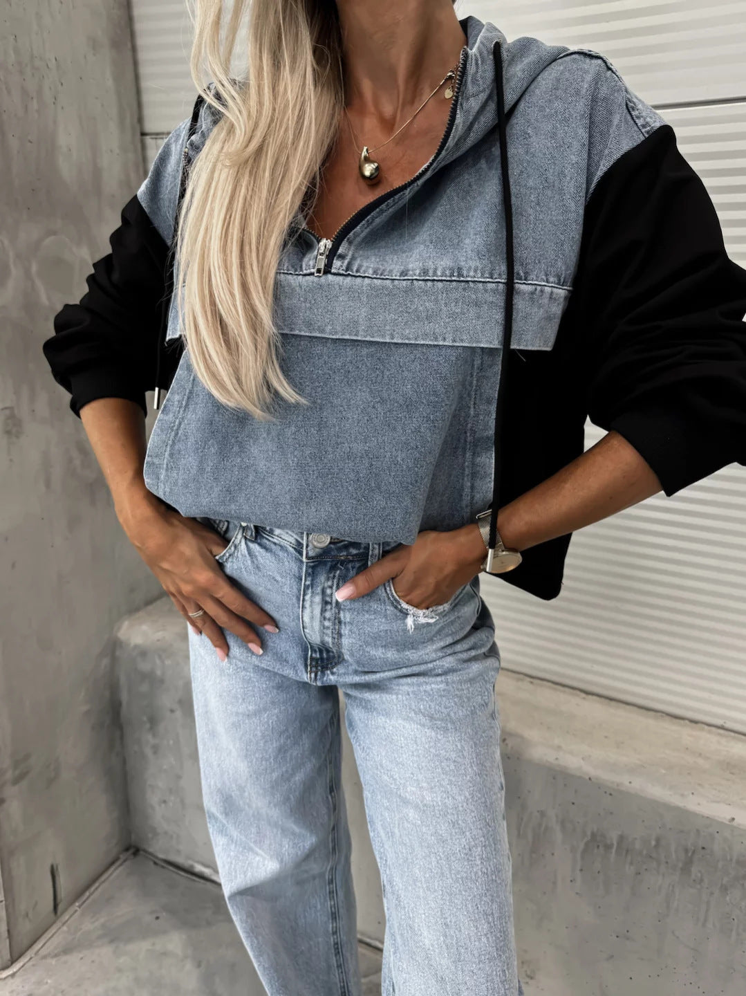 Women's Autumn Fashion Loose Casual Washing Denim Sweaters