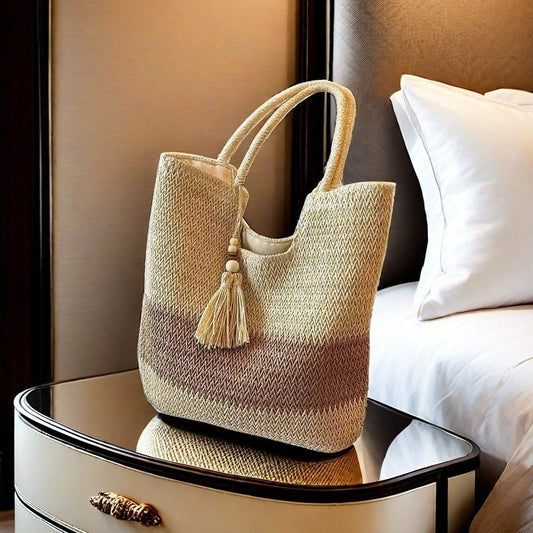Woven Straw Tassel Chinese Style Large Bags