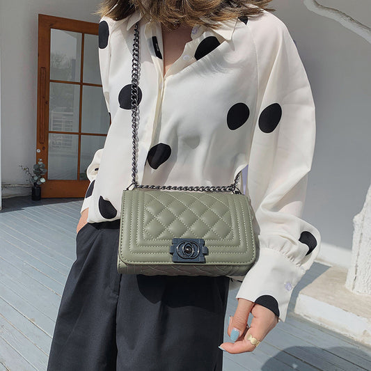 Women's Trendy Chic Rhombus Chain Western Style Shoulder Bags