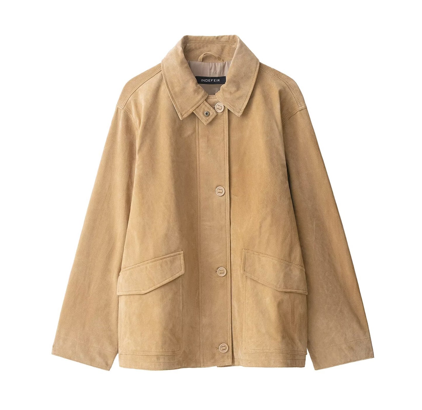 Women's Fashion Casual Suede Textured Leather Coats