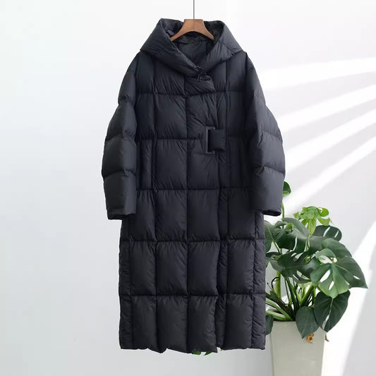 Women's Duck Down Long Hooded Thickened Warm Jackets