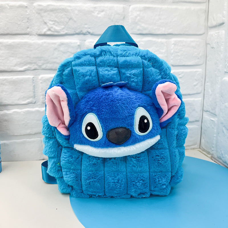 Plush Cartoon Plaid Cute Doll Clow Middle School Students' Schoolbags