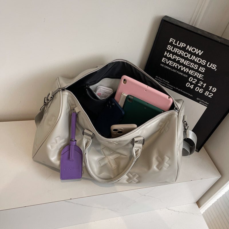 Embossed Fashion Hand-held Large Capacity Female Travel Bags