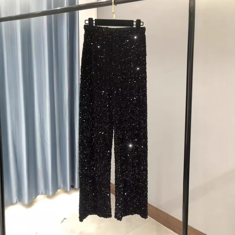 Women's Veet Sequined Large Long Leg Draping Pants