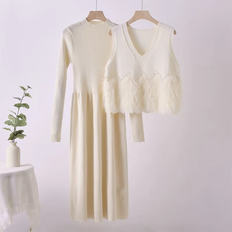 New Dress Style Knitted Two-piece Mid-length Suits