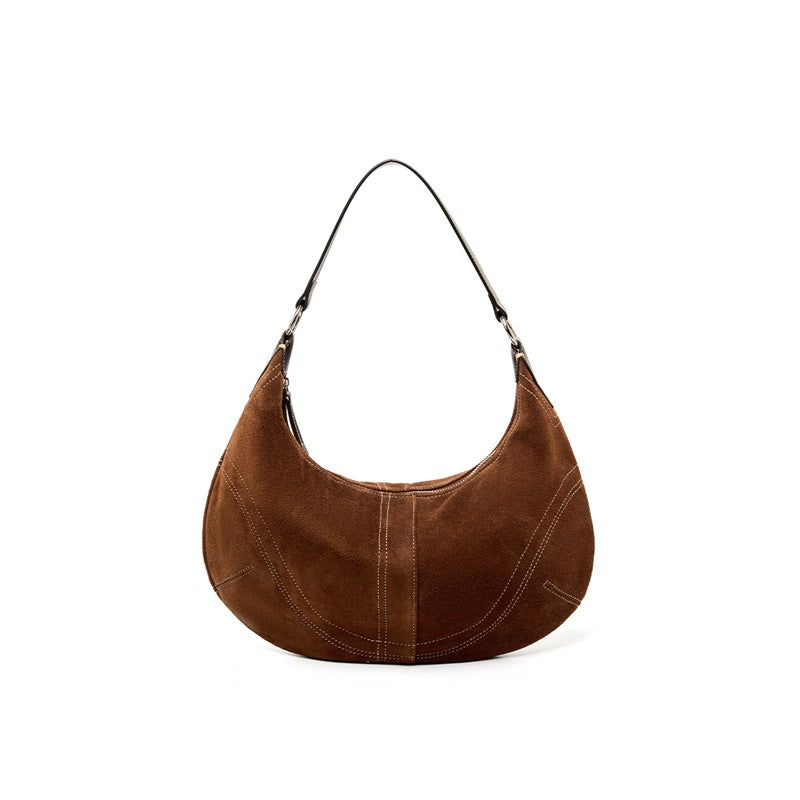 Women's Large Capacity Light Luxury Cowhide Single Armpit Bags