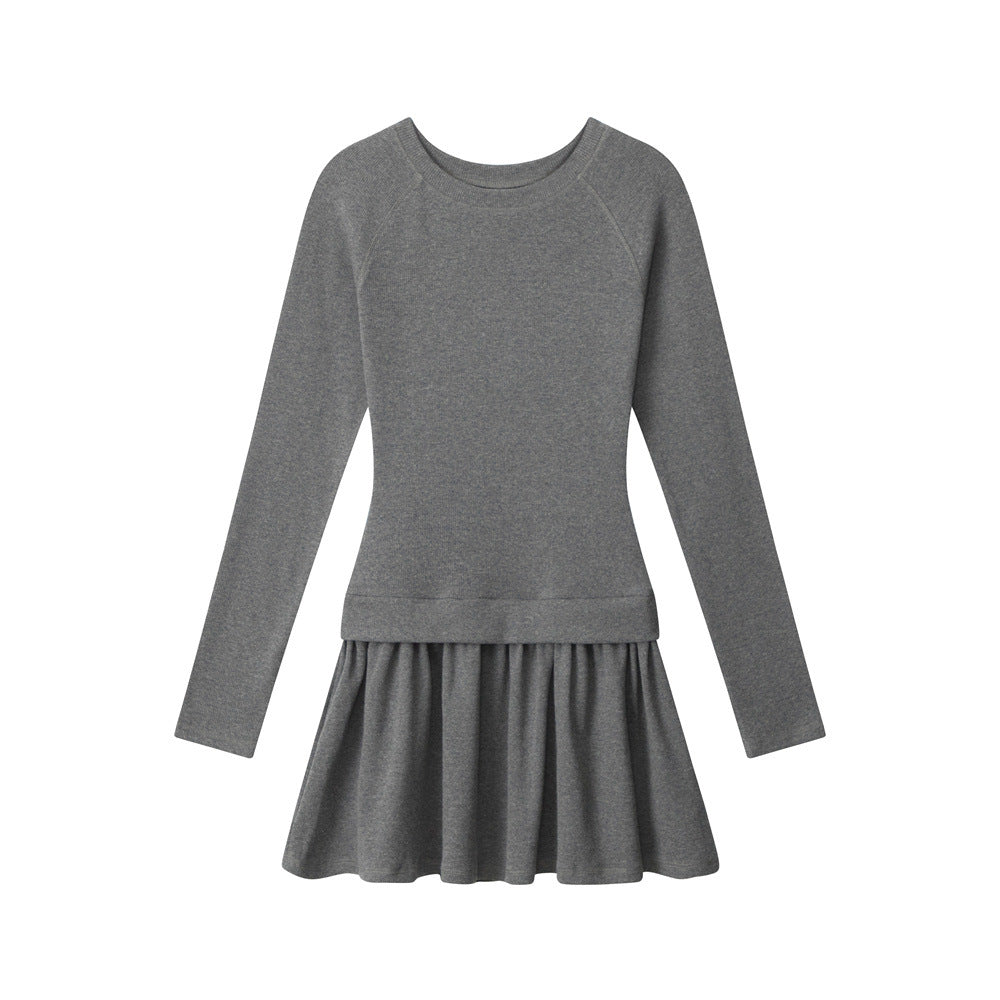 Elegant Slimming Autumn Long-sleeved Pleated Half-length Dresses