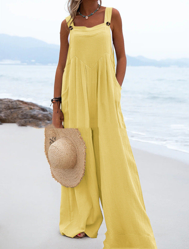 Summer Smart Trousers Solid Color Loose Casual Women's Jumpsuit/clothing
