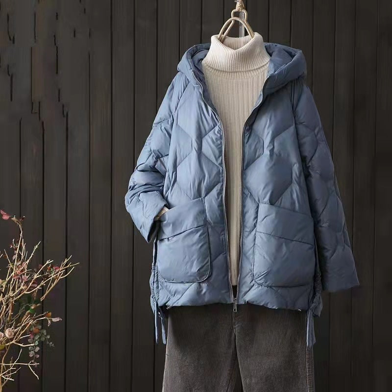 Women's Casual With Big Pockets White Duck Jackets