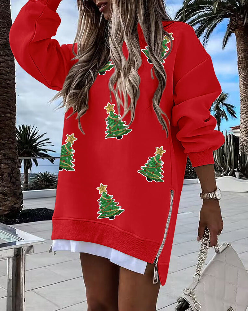 Women's Fashion Christmas Applique Round Neck Dress Jumpsuits