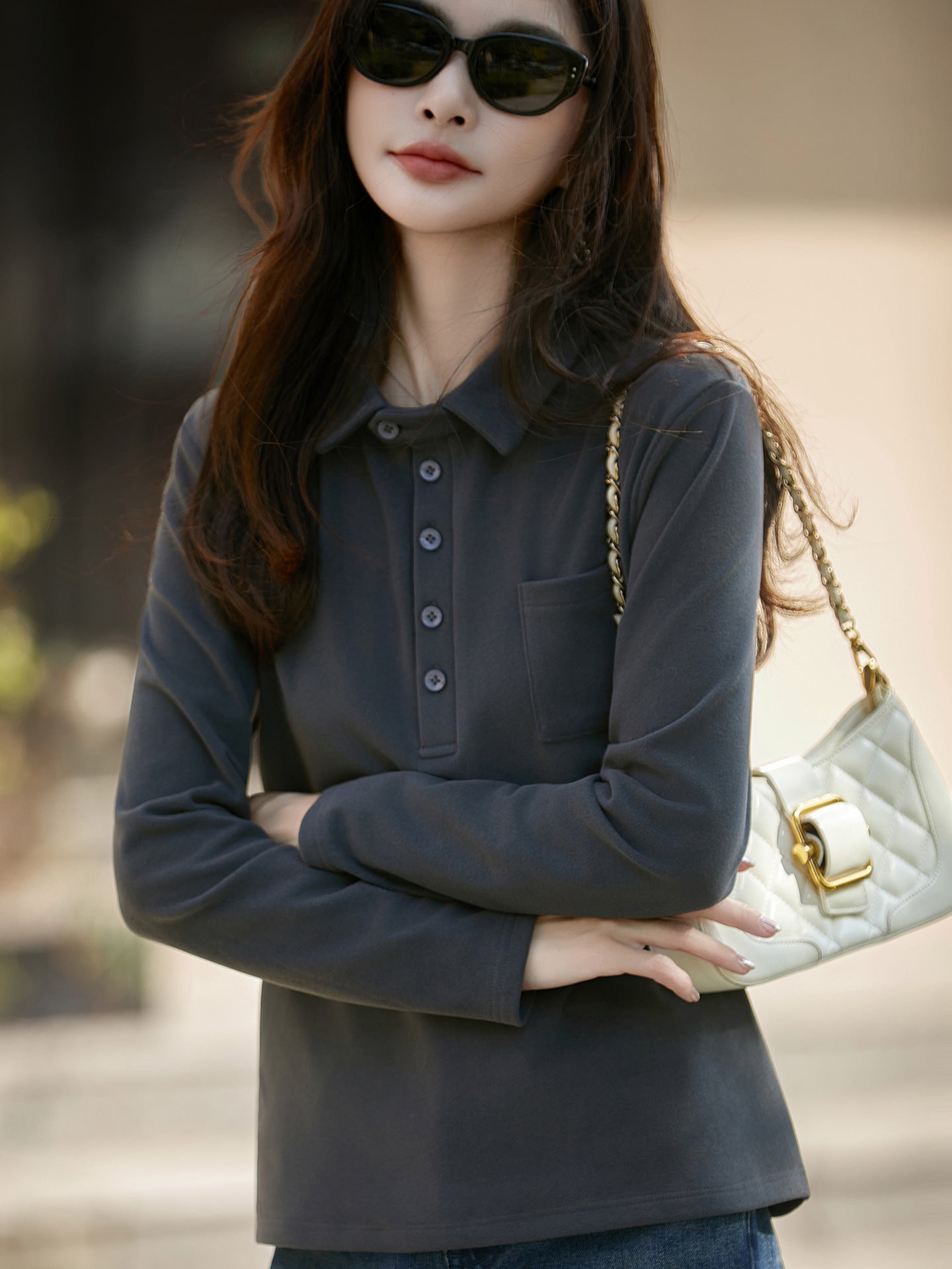 Lapel Double-sided Brushed Base Shirt Female Blouses
