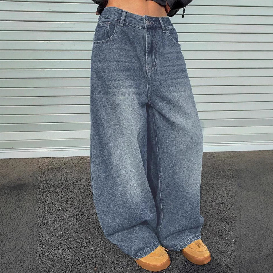 Creative Spring Draping Lazy Loose Mopping Women's Jeans