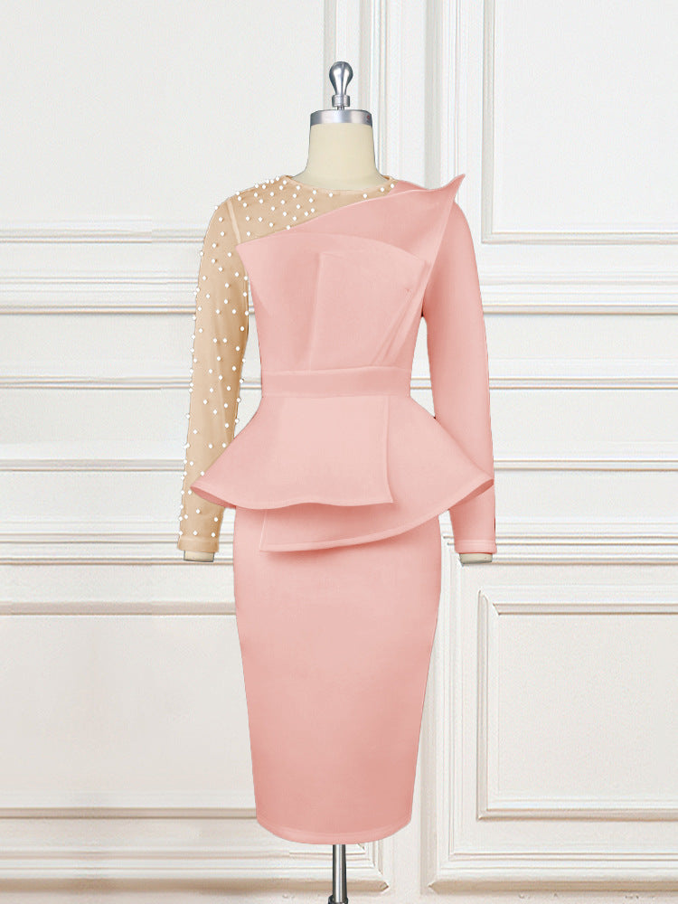 Cutting Piece Stitching Dress Beaded High Dresses