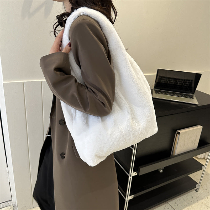 Women's Plush Fashion Clutch High-grade Solid Color Bags