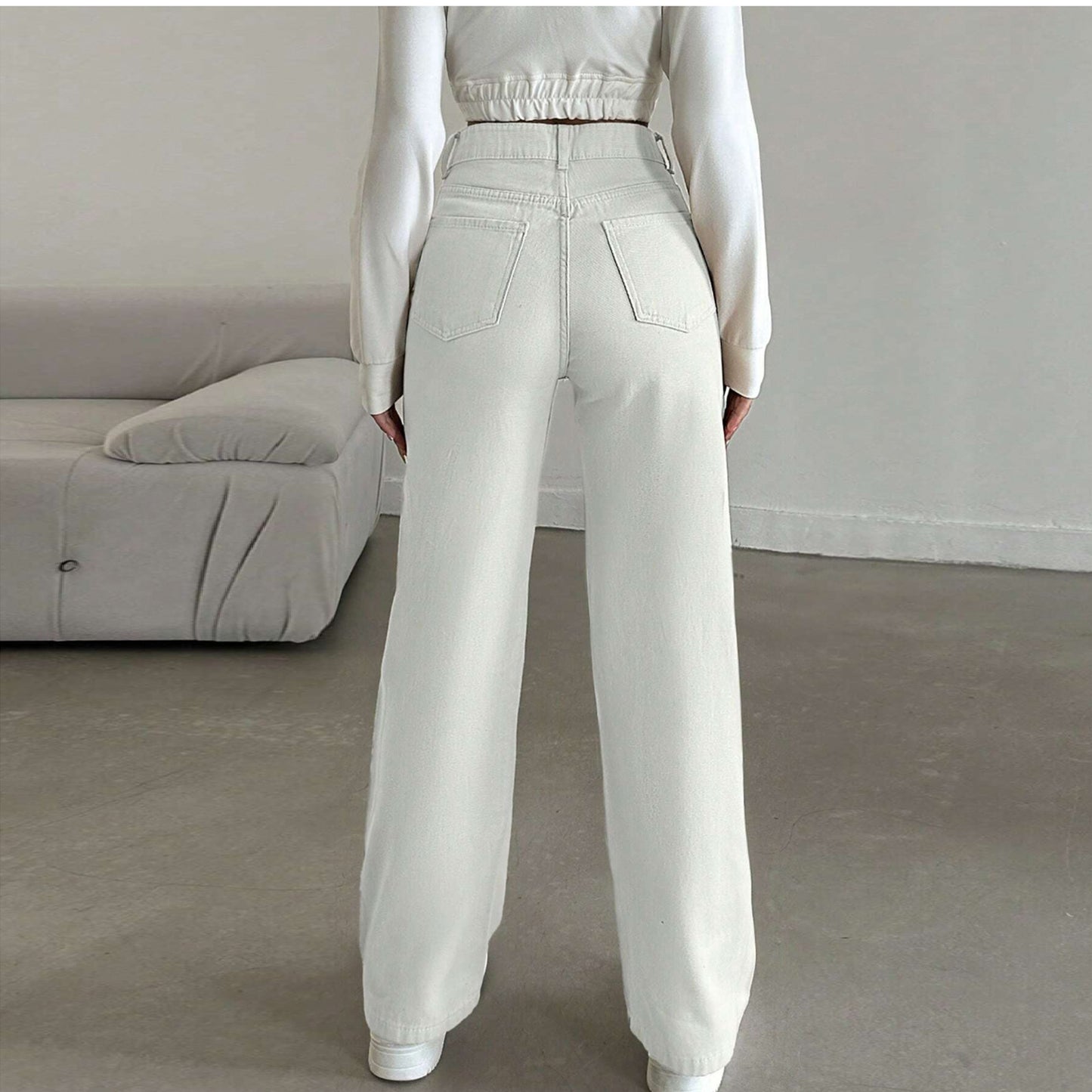 Women's Narrow For Elastic Draping Tall Lengthened Jeans