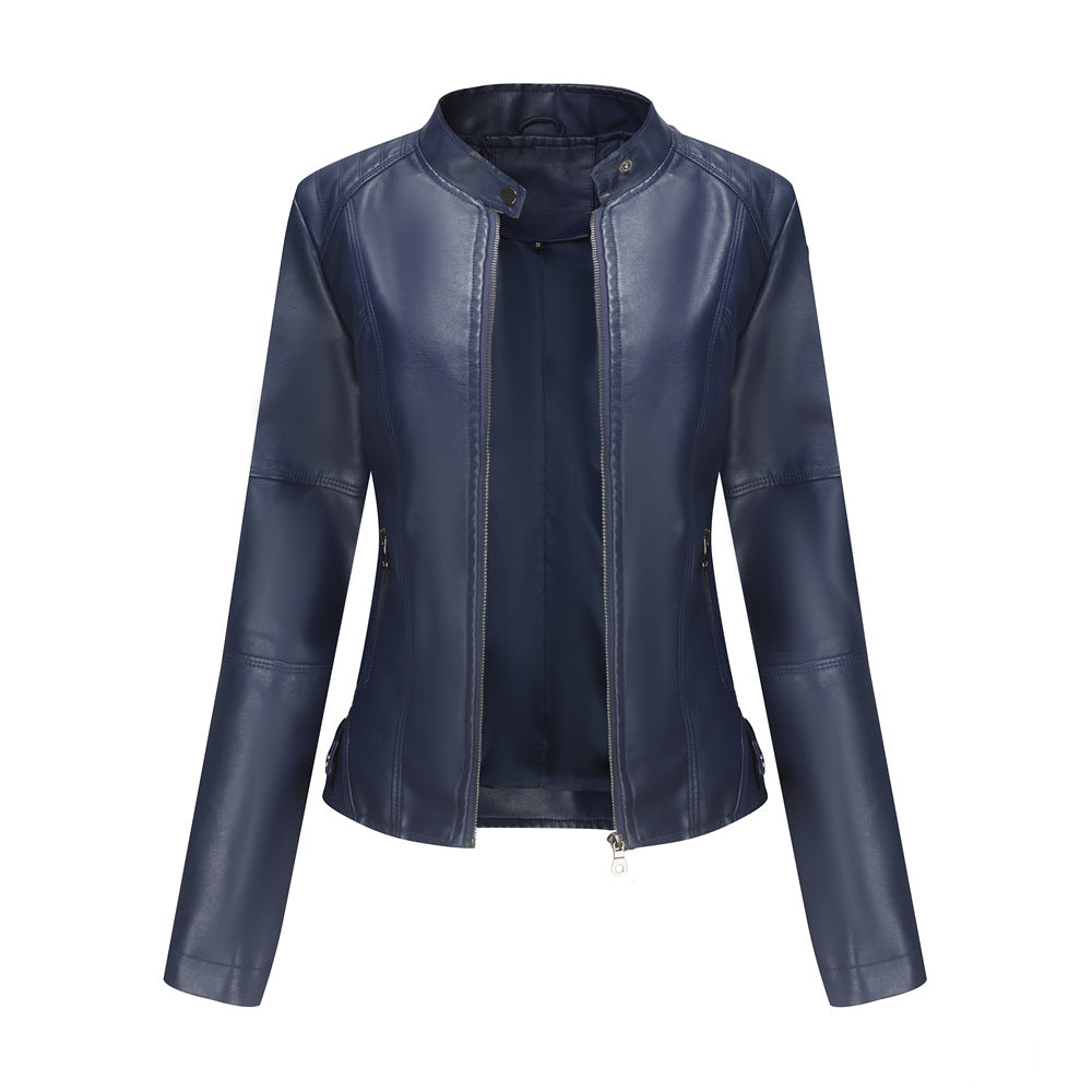 Women's European Leather Slim Thin Motorcycle Stand Clothing