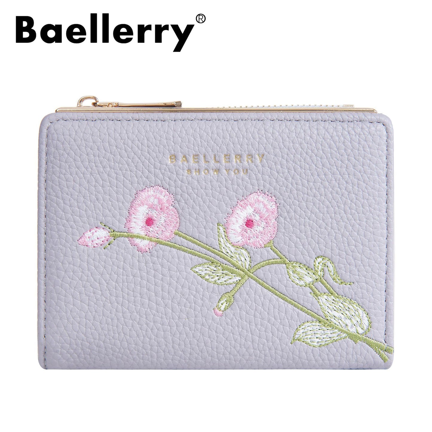 Women's Short Fashion Embroidery Litchi Pattern Flower Ladies Wallets