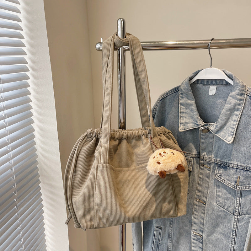 Women's Corduroy Striped Underarm Large Capacity Totes Tote Bags