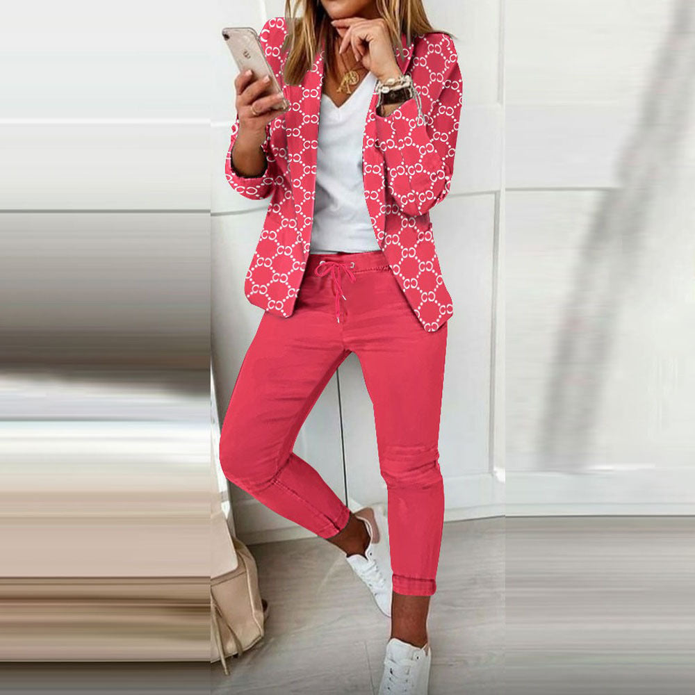 Women's Fashion Printed Long-sleeved Casual Small For Suits