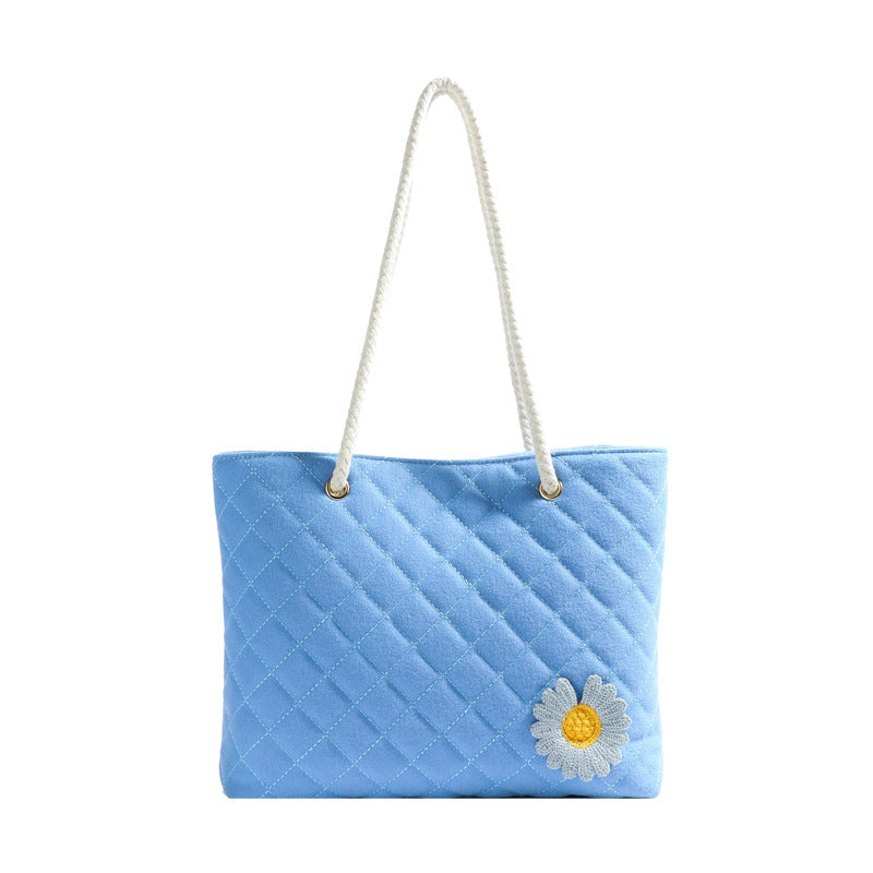 Women's Large Capacity Autumn Sunflower Commuter Rhombus Tote Bags