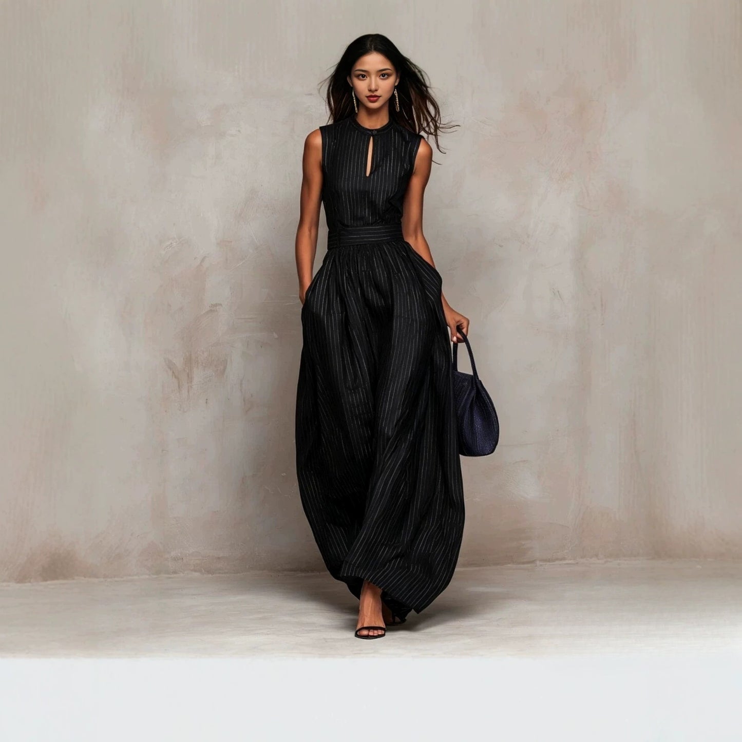 Women's Sleeveless Stitching Wide Leg Ethnic Style Jumpsuits
