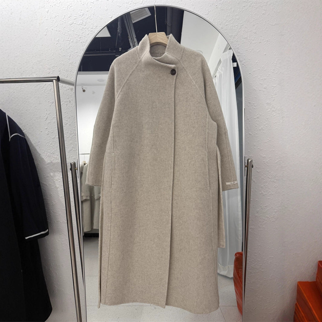 Women's Overcoat Wool Romantic Elegant Stand Collar Design Woolen Coats