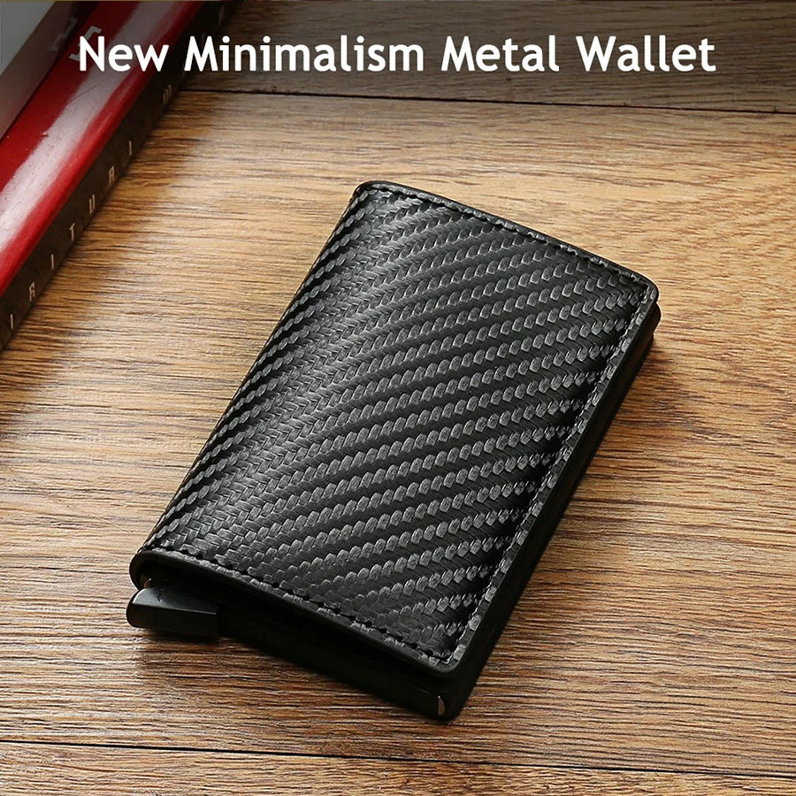 Carbon Fiber Swiping Automatic Pinball Aluminum Card Holder