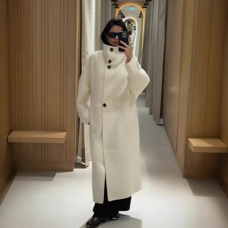 Women's Color Elegant Style Stand Collar Button Coats