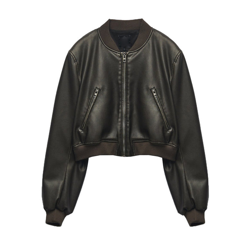 Fashion Slim Autumn Stand Collar Motorcycle Coats