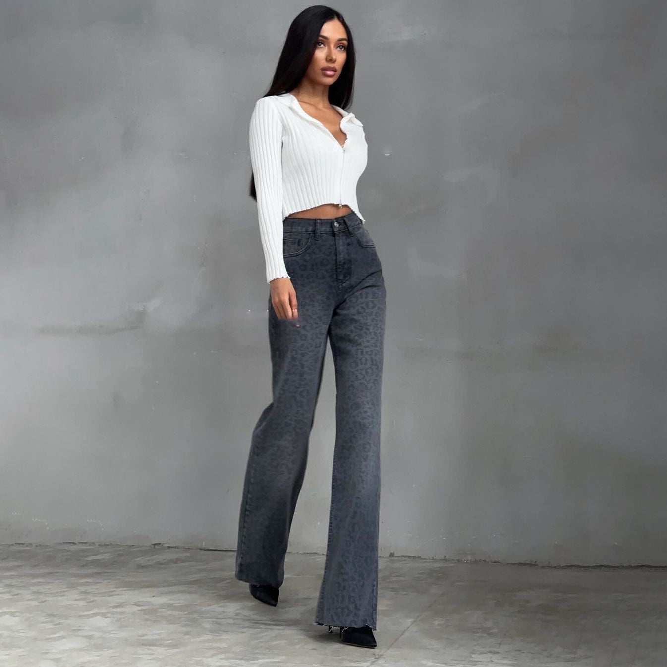 Denim Figure Flattering Vintage Distressed High Pants