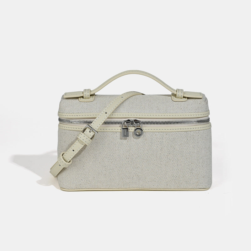 Women's Summer Cowhide With Canvas Lunch Small Square Bags