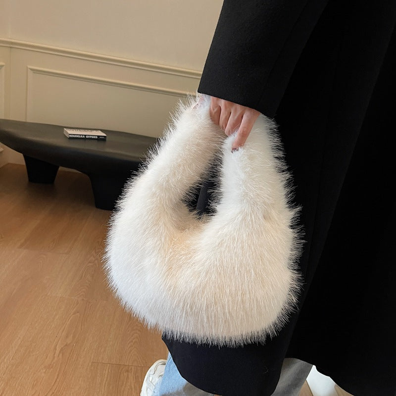 Women's Portable Fur Popular Plush High-grade Minority Bags