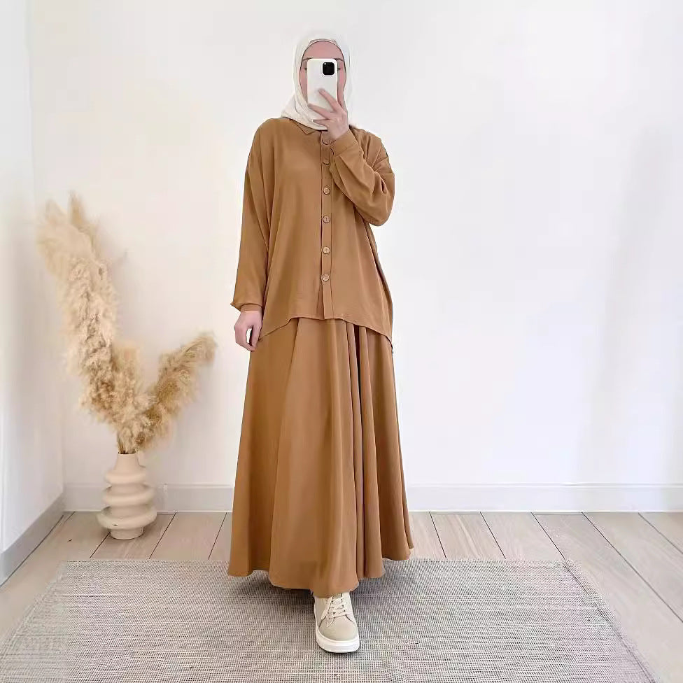 Women's Spring Muslim Loose Long Sleeve Shirt Suits