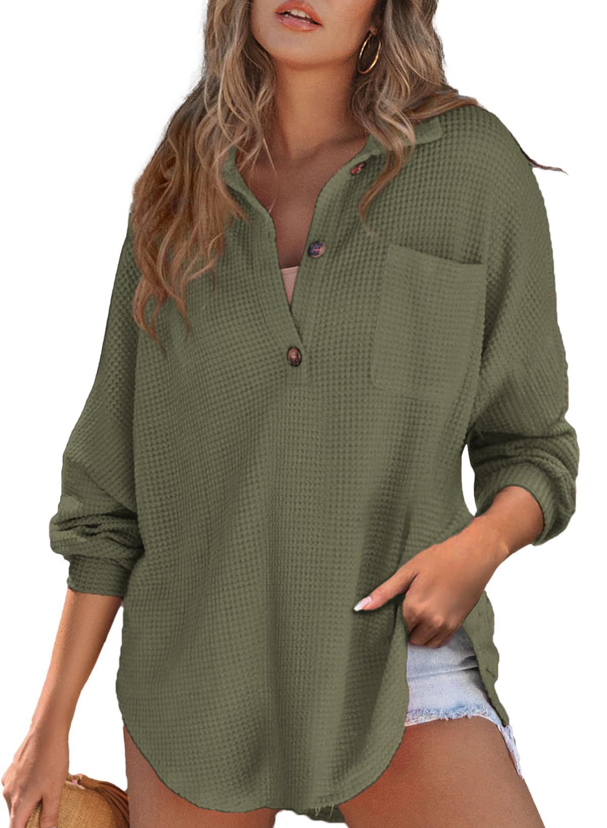 Glamorous Casual Women's Waffle Knitted Loose Women's Sweater, Sweater