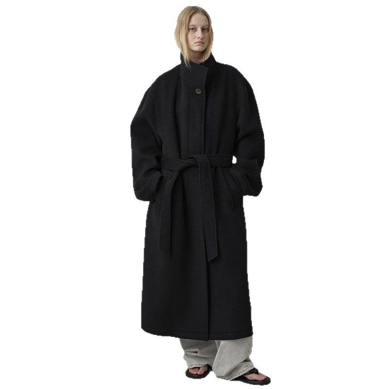 Women's Collar Wool Overcoat Korean Hepburn Profile Coats