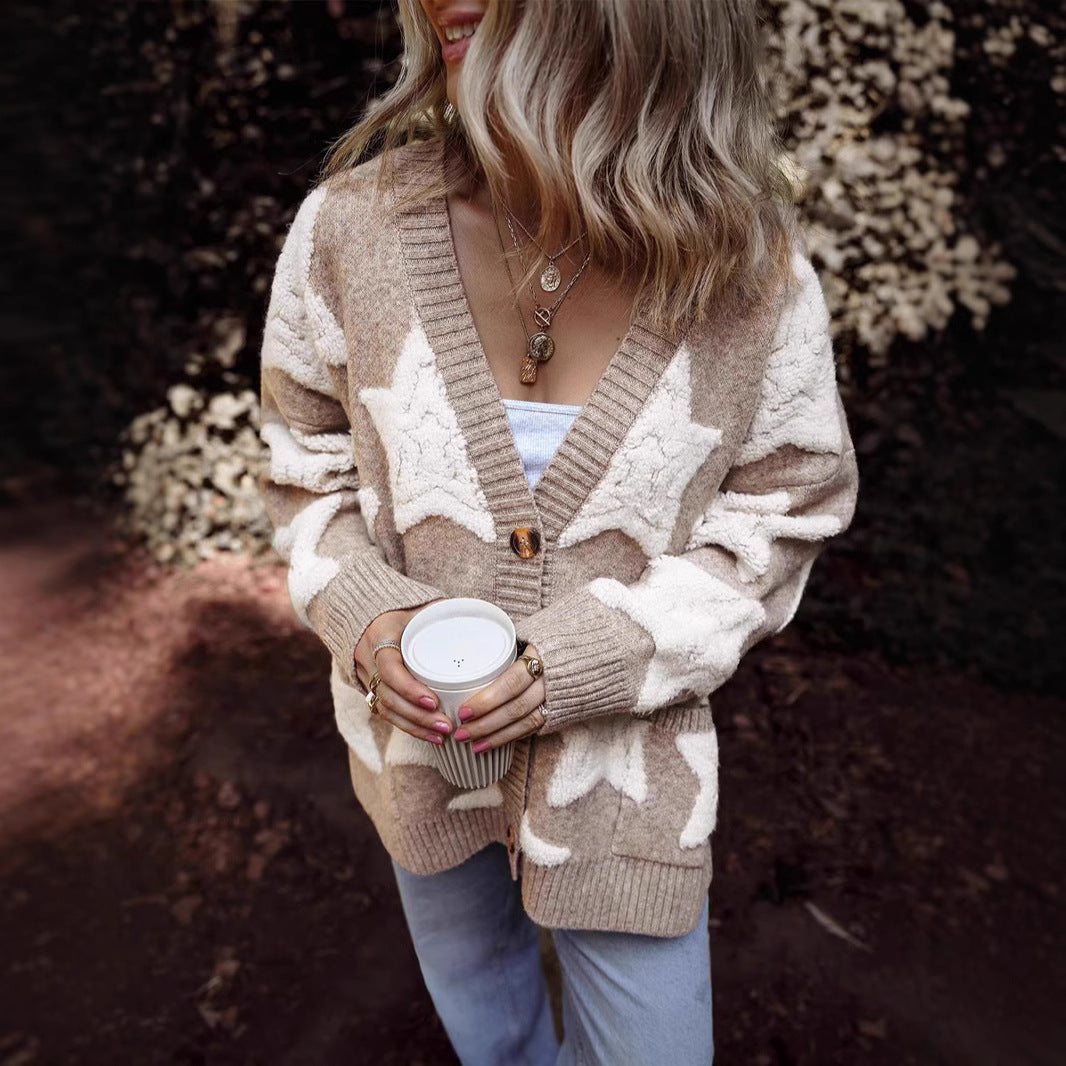 Women's Innovative Single Row Woolen Casual Sweaters