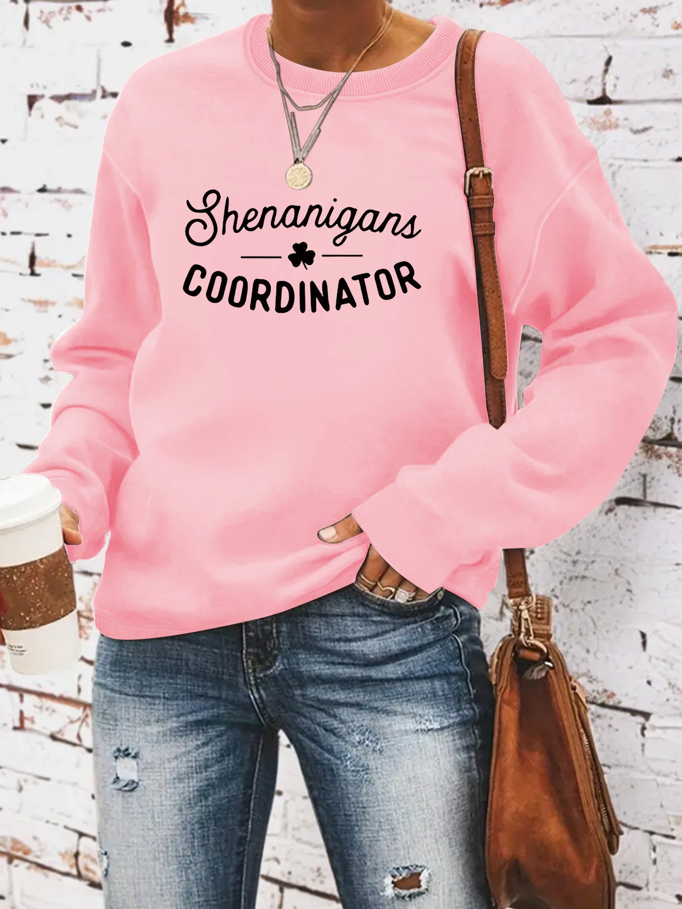 Women's Casual Long-sleeved Round Neck St. Day Printed Pullover Women's Sweater, Sweater