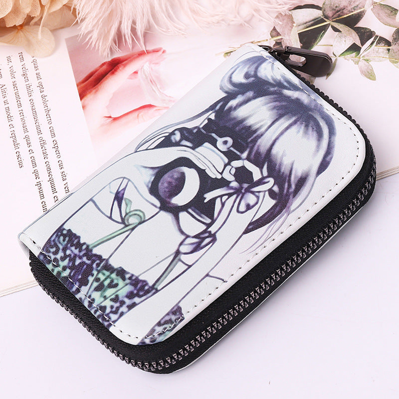 Women's Character Printing Creative Intention Large Capacity Card Holder